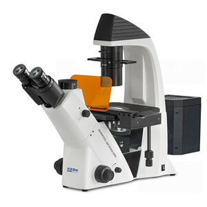 Microscope inversé Kern OCM 167, FL, PH, trino, Abbe-N.A.-0,3-Condenseur fixe, 10x-40x, Al, Dl, 5W LED